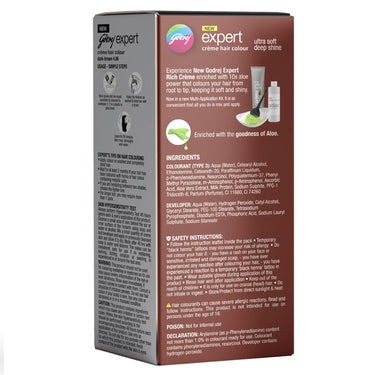 Godrej Expert Rich Crème Hair Colour for Women & Men – DARK BROWN Shade 4.06 (50ml + 50g) | No Ammonia | 10x Aloe Vera & 100% Grey Coverage